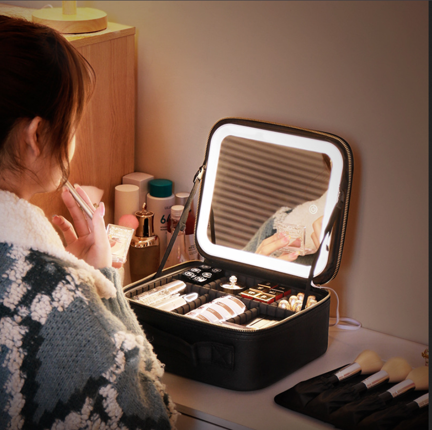 Cosmetic Bag with Mirror & LED Light
