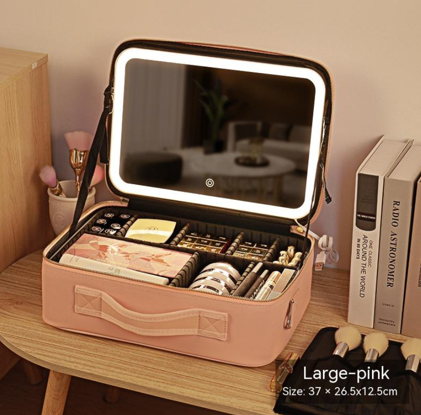 Cosmetic Bag with Mirror & LED Light