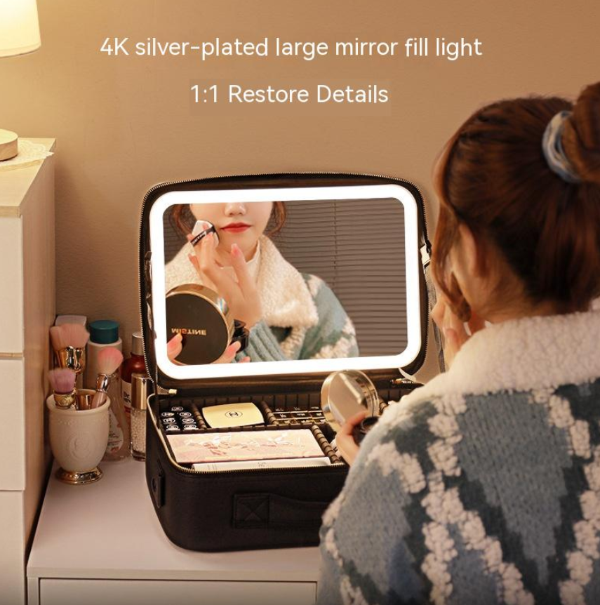 Cosmetic Bag with Mirror & LED Light