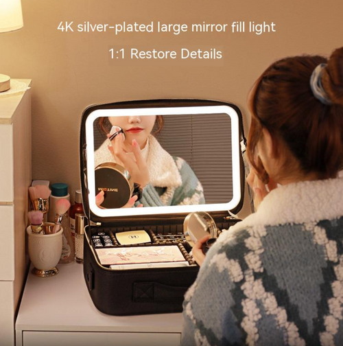 Cosmetic Bag with Mirror & LED Light
