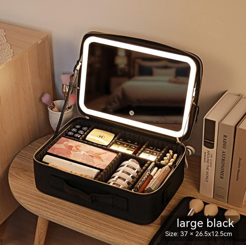 Cosmetic Bag with Mirror & LED Light